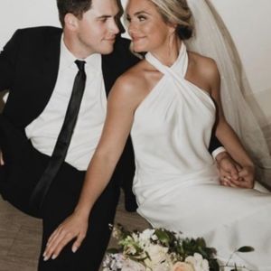 Show Me Your Mumu Jasmine Halter Maxi Dress Women's XS White Satin E3